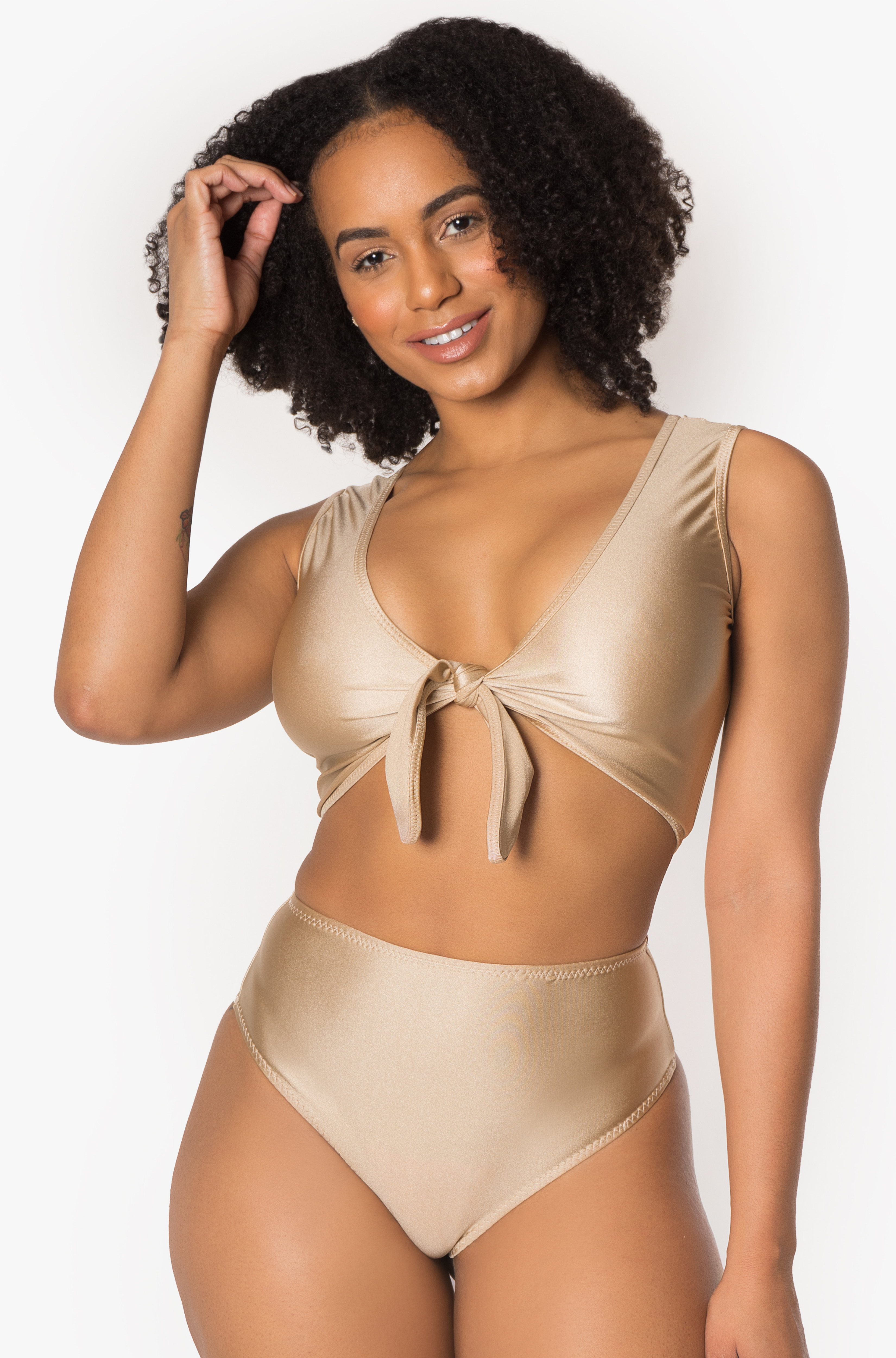 Nude Sand Sleeveless Tie Up Top