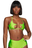 Neon Lime Star Bikini Top