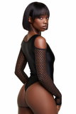 Black Lace Up Shoulder Bodysuit