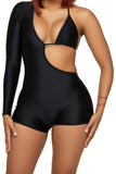 Black One Sleeve Bikini Romper