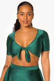 Hunter Green Short Sleeve Tie Up Top