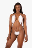 White Kinky Fur Sling Shot