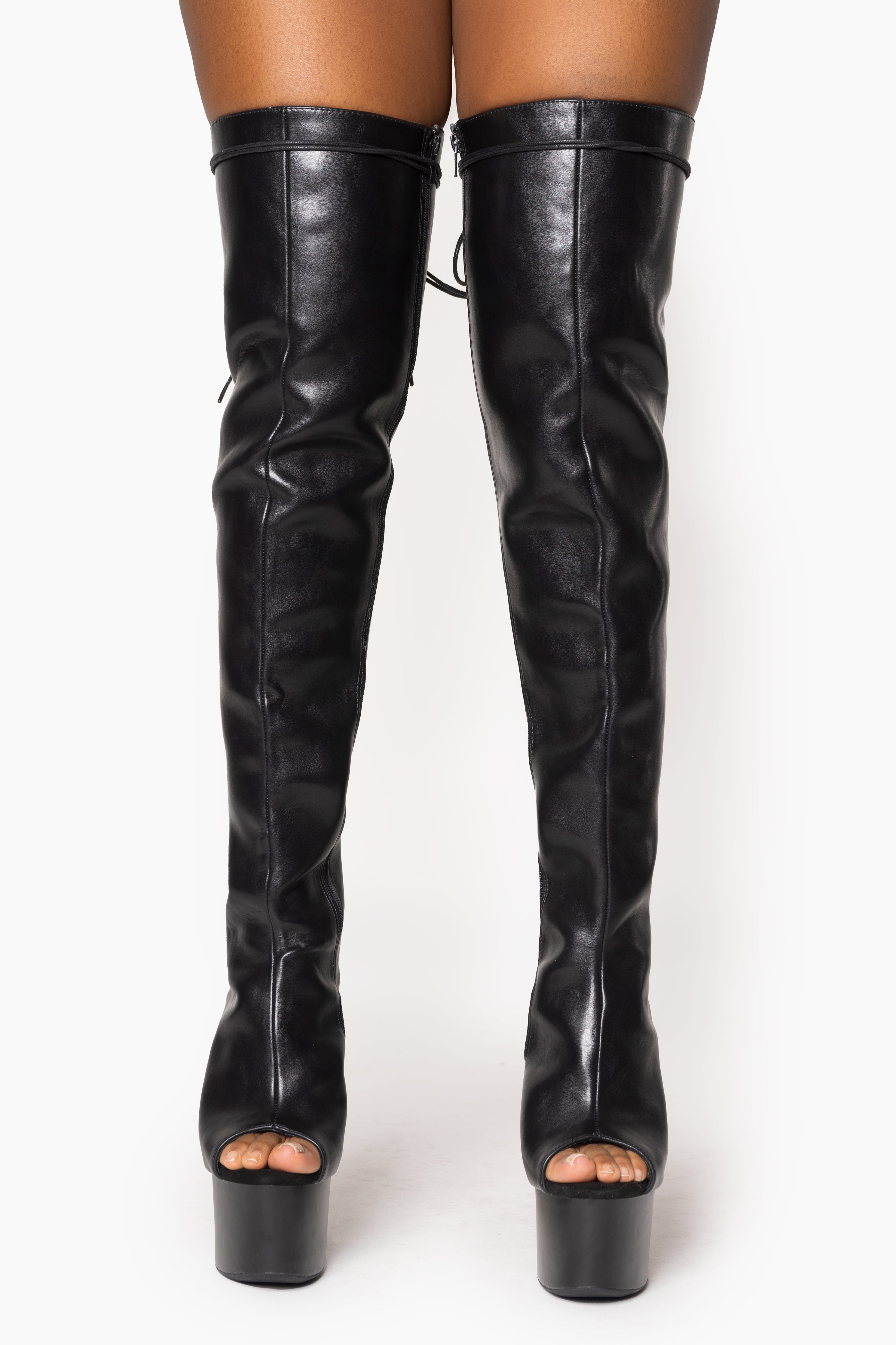 BC Black Thigh High Platform Boots