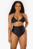 Black Bikini Top and High Waisted Bottoms Set