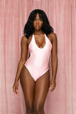 Bubblegum Pink Open CrissCross Back  Bodysuit