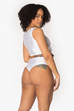 White Sleeveless Tie Up Top