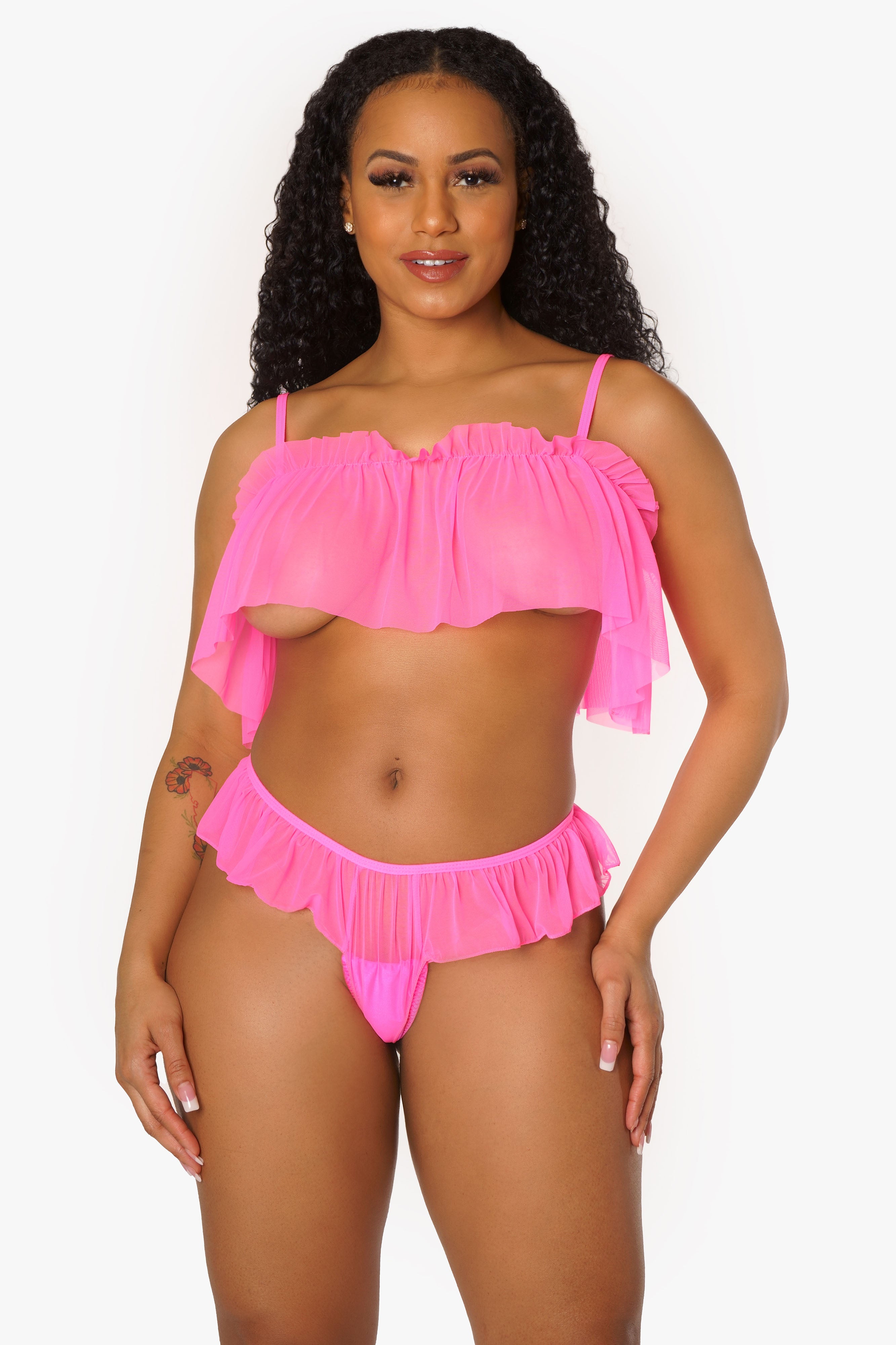 Hot Pink Underboob Lingerie Set