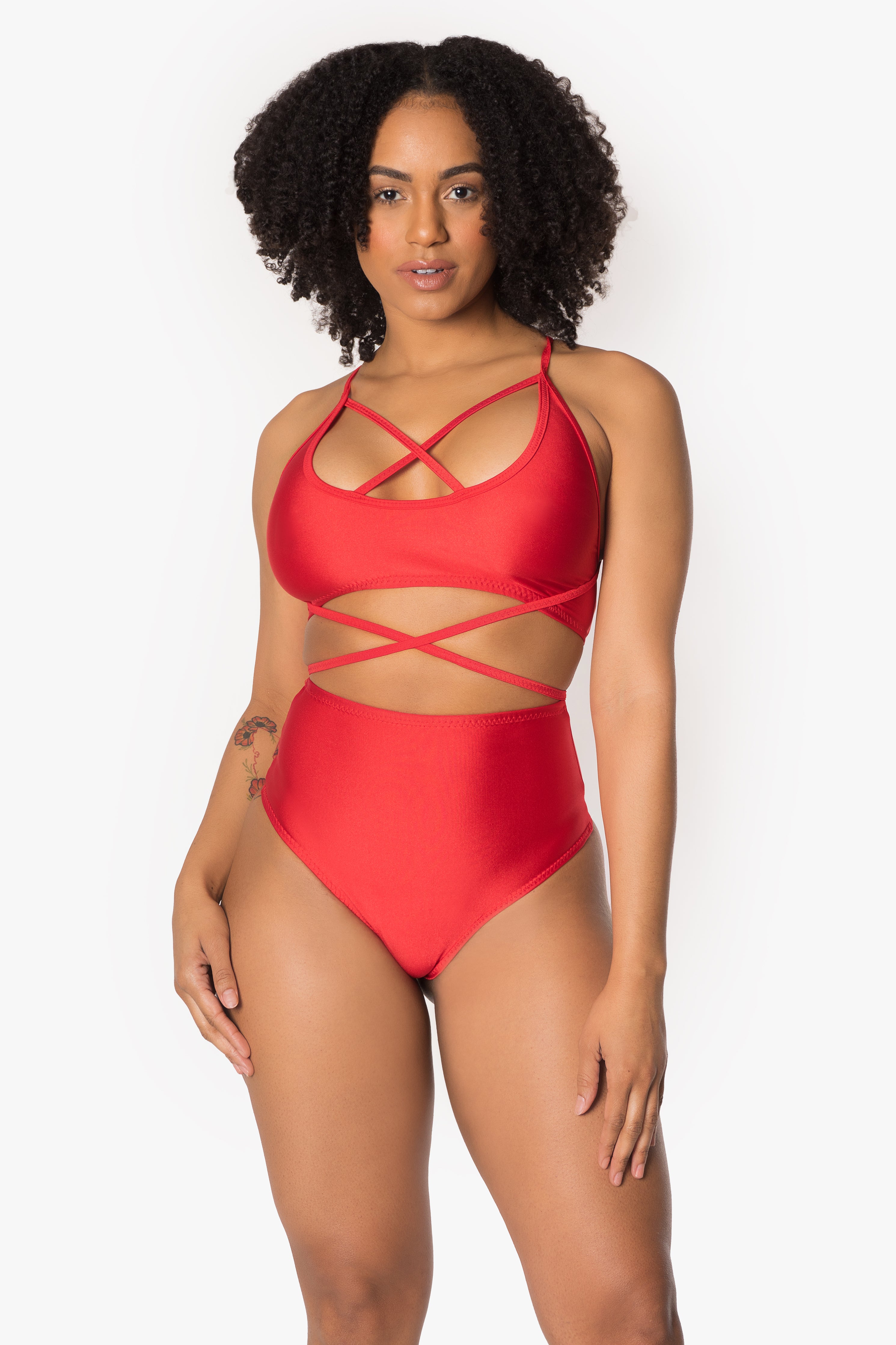 Red Criss Cross Crop Top