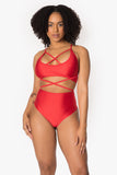 Red Criss Cross Crop Top