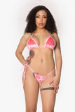 Pink Velvet Triangle Bikini Top
