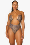 Traje de baño con corte cruzado de guepardo