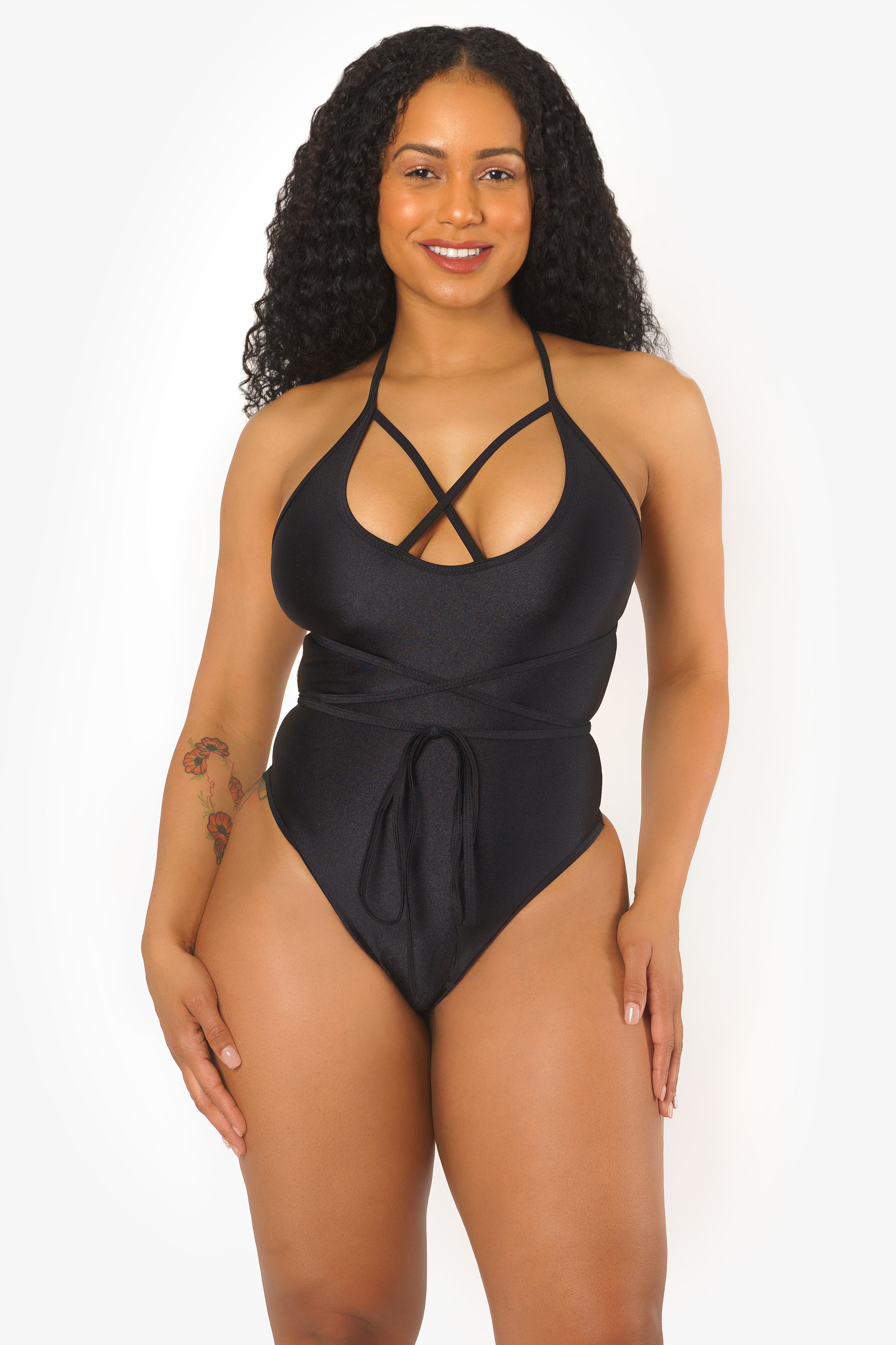 Black Criss Cross Bodysuit