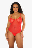 Body de malla roja de lencería