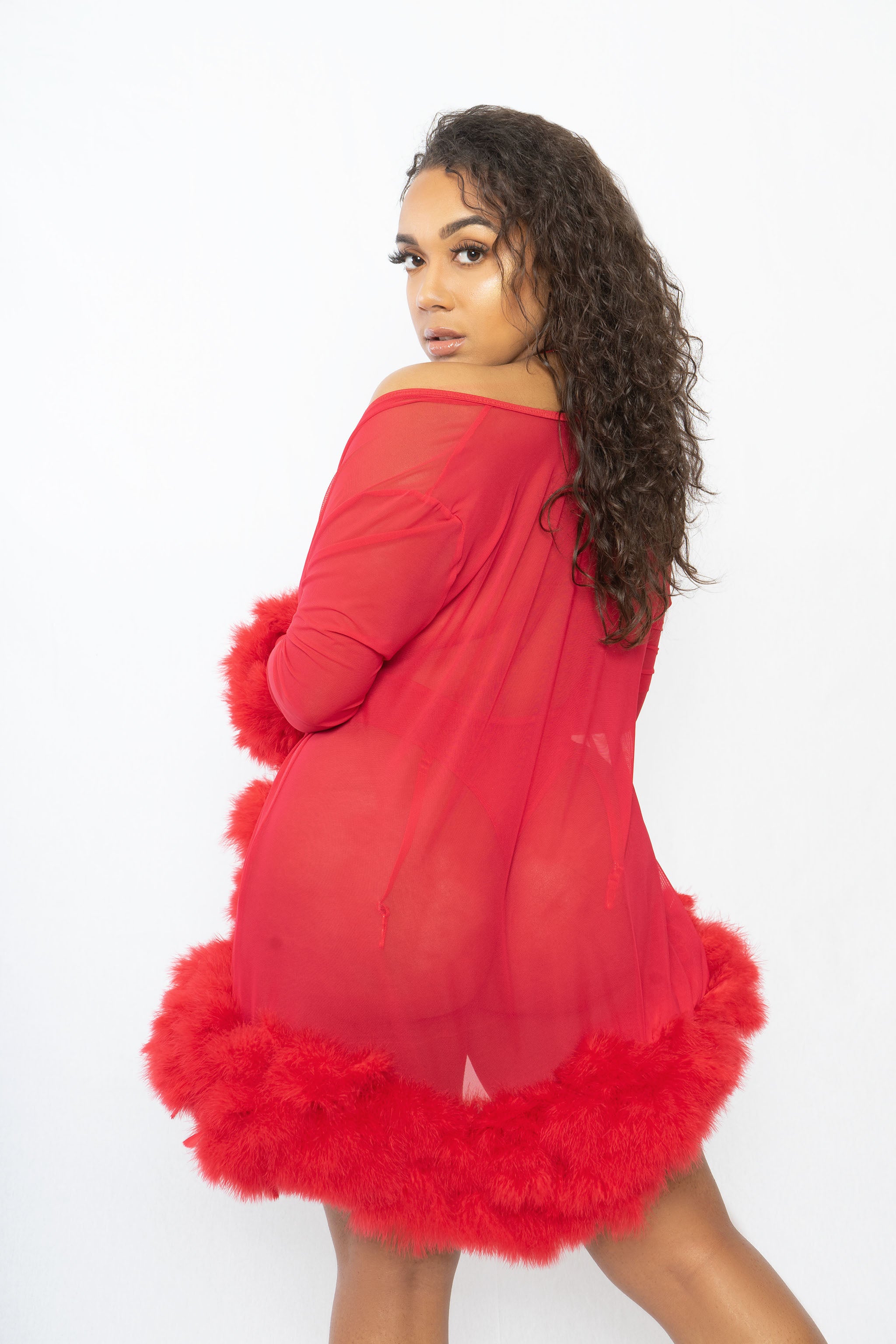 Sheer Short Fur Robe - The Beauty Cave Boutique