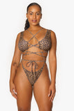 Leopard Statement One Piece Strappy Swimsuit