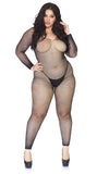 Crystallized  Seamless Fishnet Long Sleeved Bodystocking