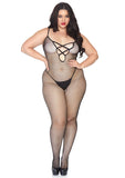 Seamless Fishnet Bodystocking W/ Criss Cross Strap
