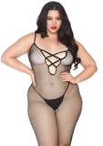 Seamless Fishnet Bodystocking W/ Criss Cross Strap