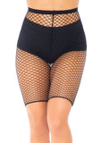 Black Fishnet Biker Shorts