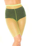 Neon Yellow Fishnet Biker Shorts