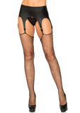 Black Rhinestone Fishnet Thigh Stockings