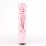 Botas de charol rosa con punta cerrada y tacón