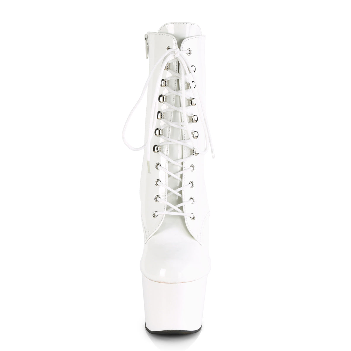 Botas de charol blanco con punta cerrada y tacón