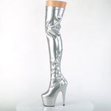 Silver Hologram Stretch Thigh High Boot