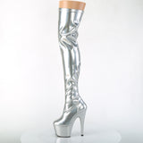 Silver Hologram Stretch Thigh High Boot