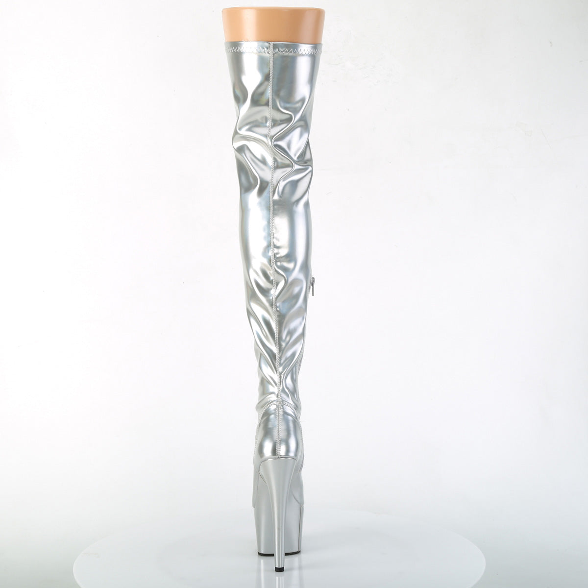Silver Hologram Stretch Thigh High Boot