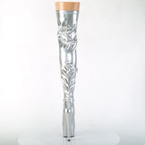 Silver Hologram Stretch Thigh High Boot