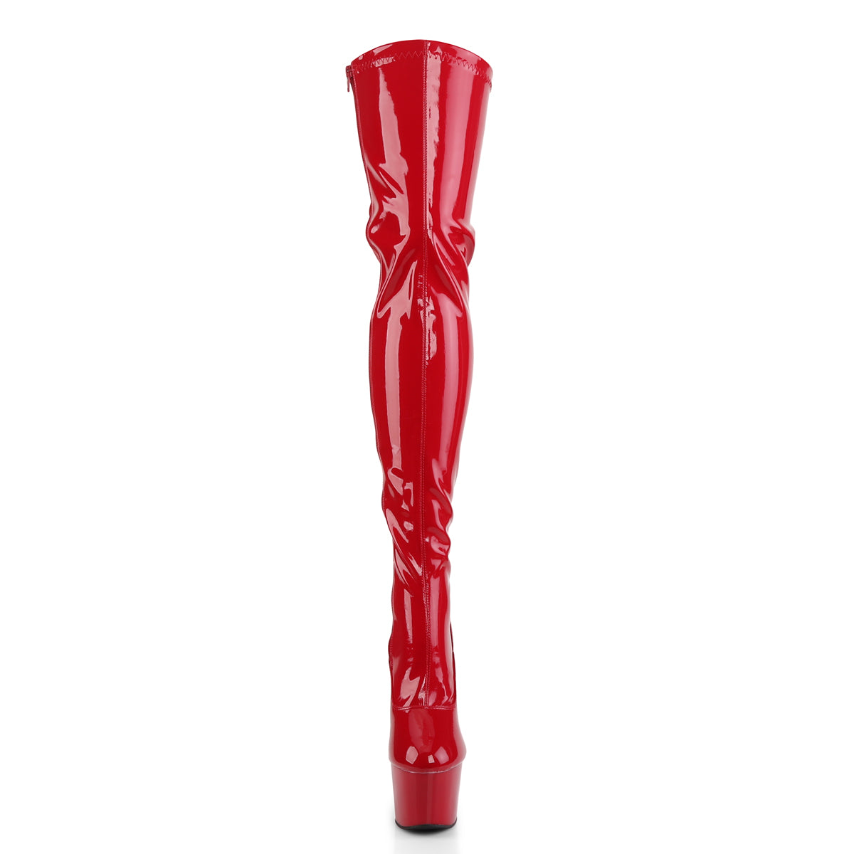 Red Patent Leather Lace-Up Platform Thigh Boot