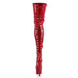 Red Patent Leather Lace-Up Platform Thigh Boot