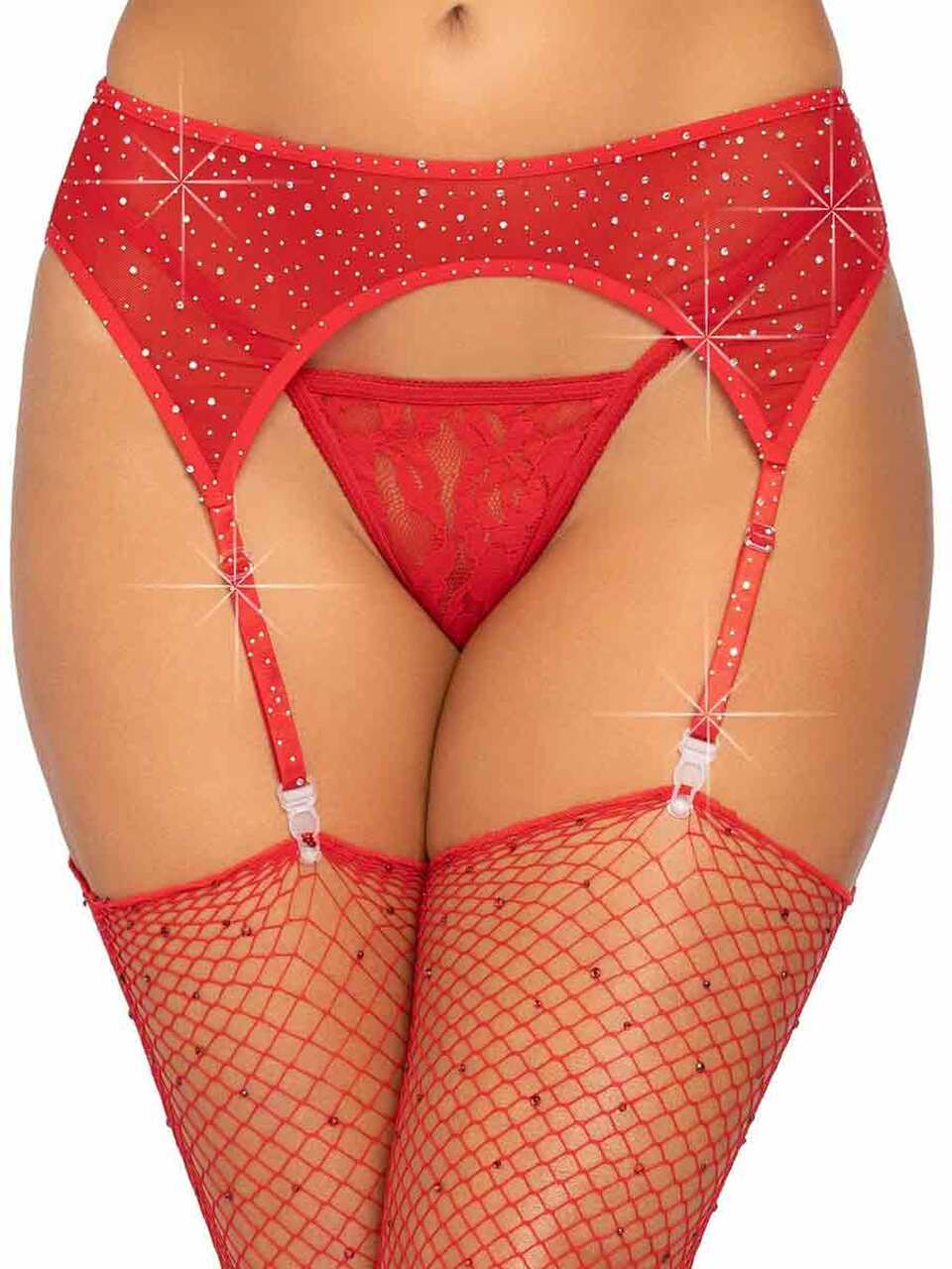 Liguero con diamantes de imitación rojos