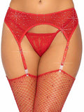 Red Rhinestone Garter Belt