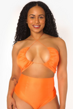 Orange Drawstring Crop Top