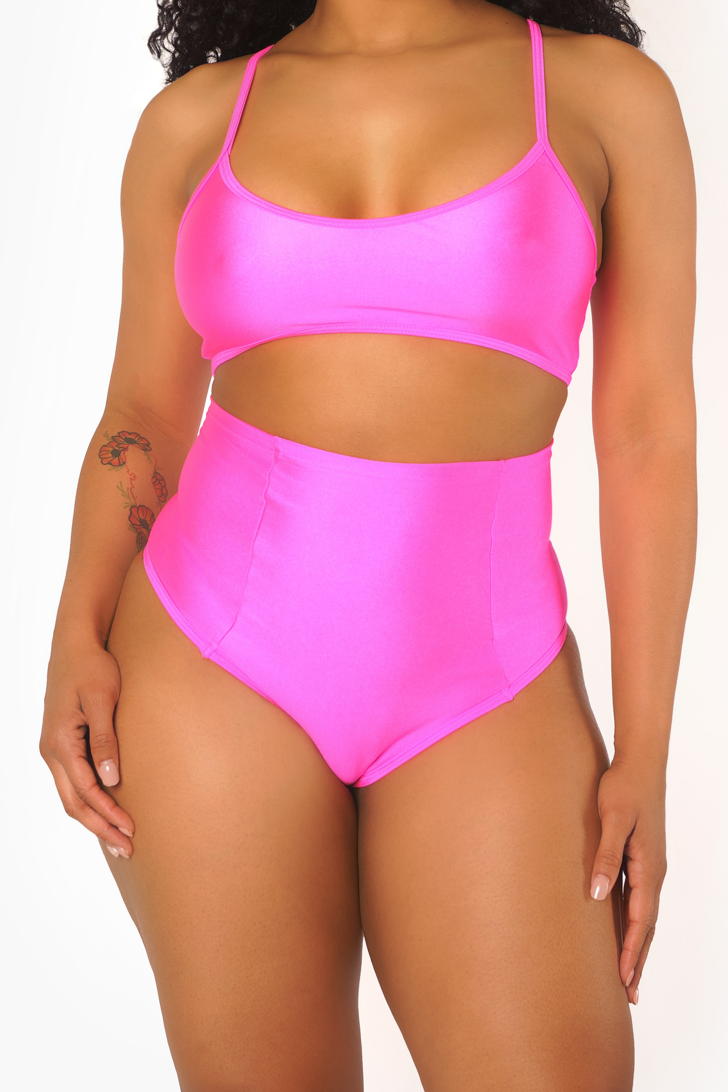 Pantalones de cintura alta ultra rosa neón