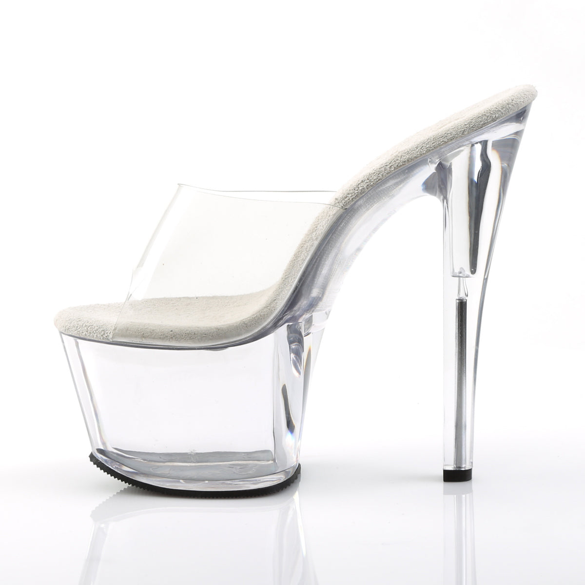 Clear Short Platform Slide Heels