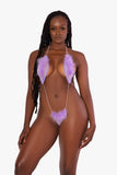 Lilac Kinky Fur Sling Shot