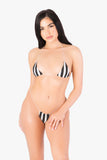 Conjunto de microbikini de rayas blancas y negras
