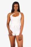 White Back Lace Up Romper