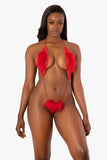 Red Kinky Fur Sling Shot