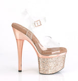 Rose Gold Multi Glitter Strap Heel