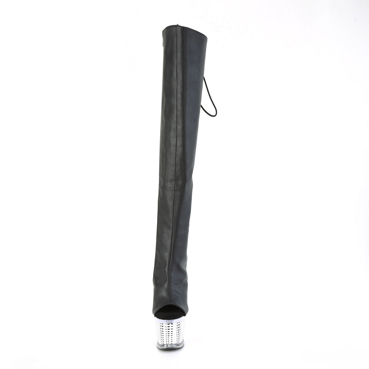 Black Thigh High Chrome Platform Boots