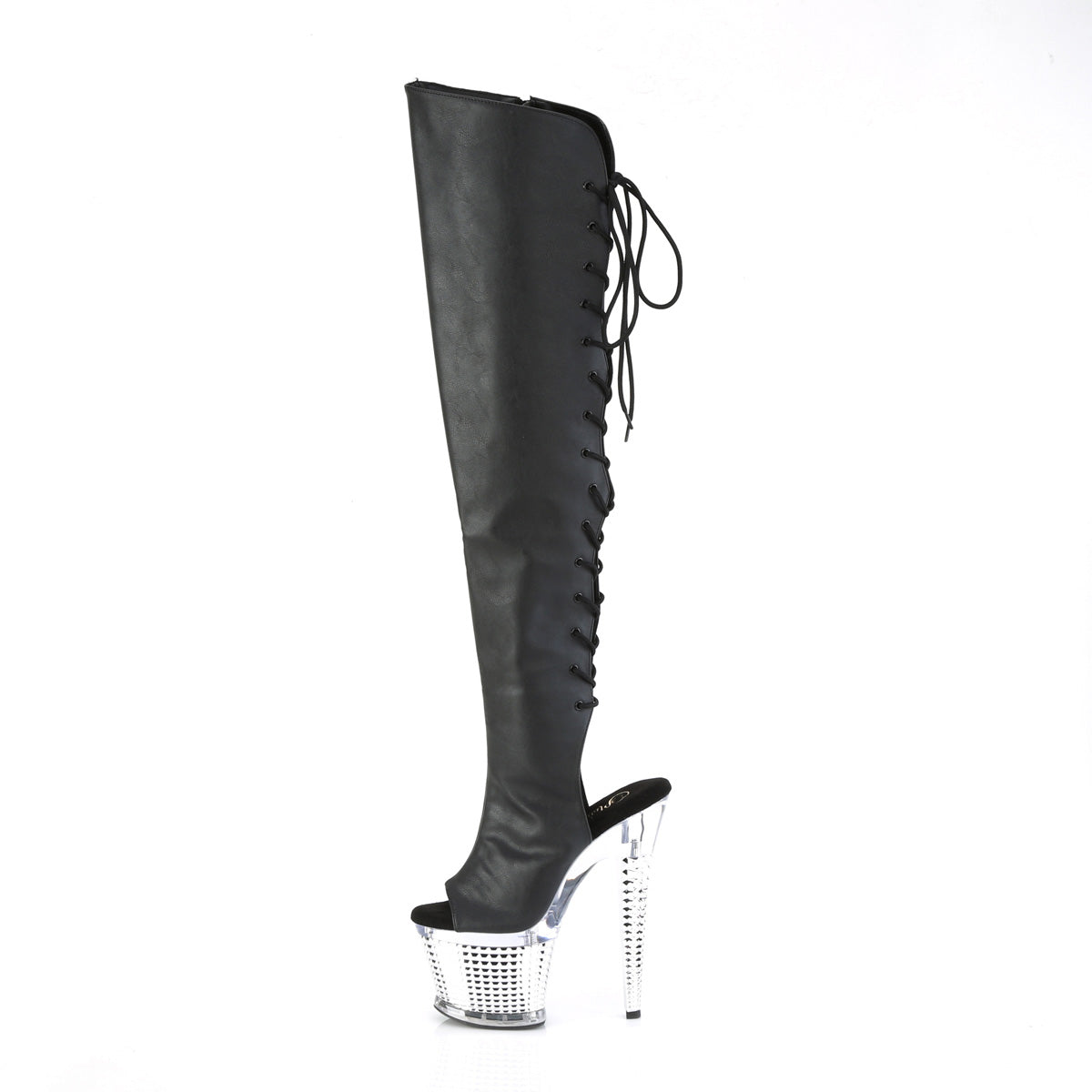 Black Thigh High Chrome Platform Boots
