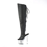Black Thigh High Chrome Platform Boots