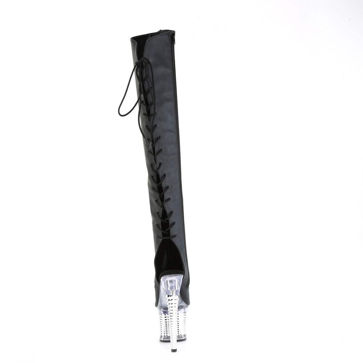 Black Thigh High Chrome Platform Boots