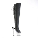 Black Thigh High Chrome Platform Boots