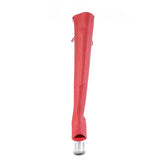 Red Thigh High Chrome Platform Boots