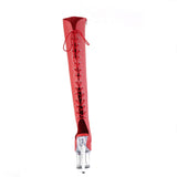 Red Thigh High Chrome Platform Boots
